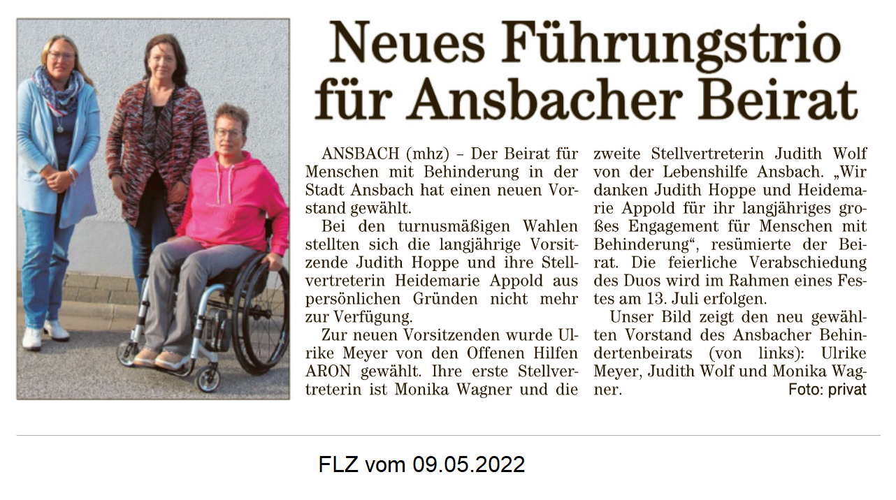 Pressebericht: Neues Führungstrio im Ansbacher Beirat