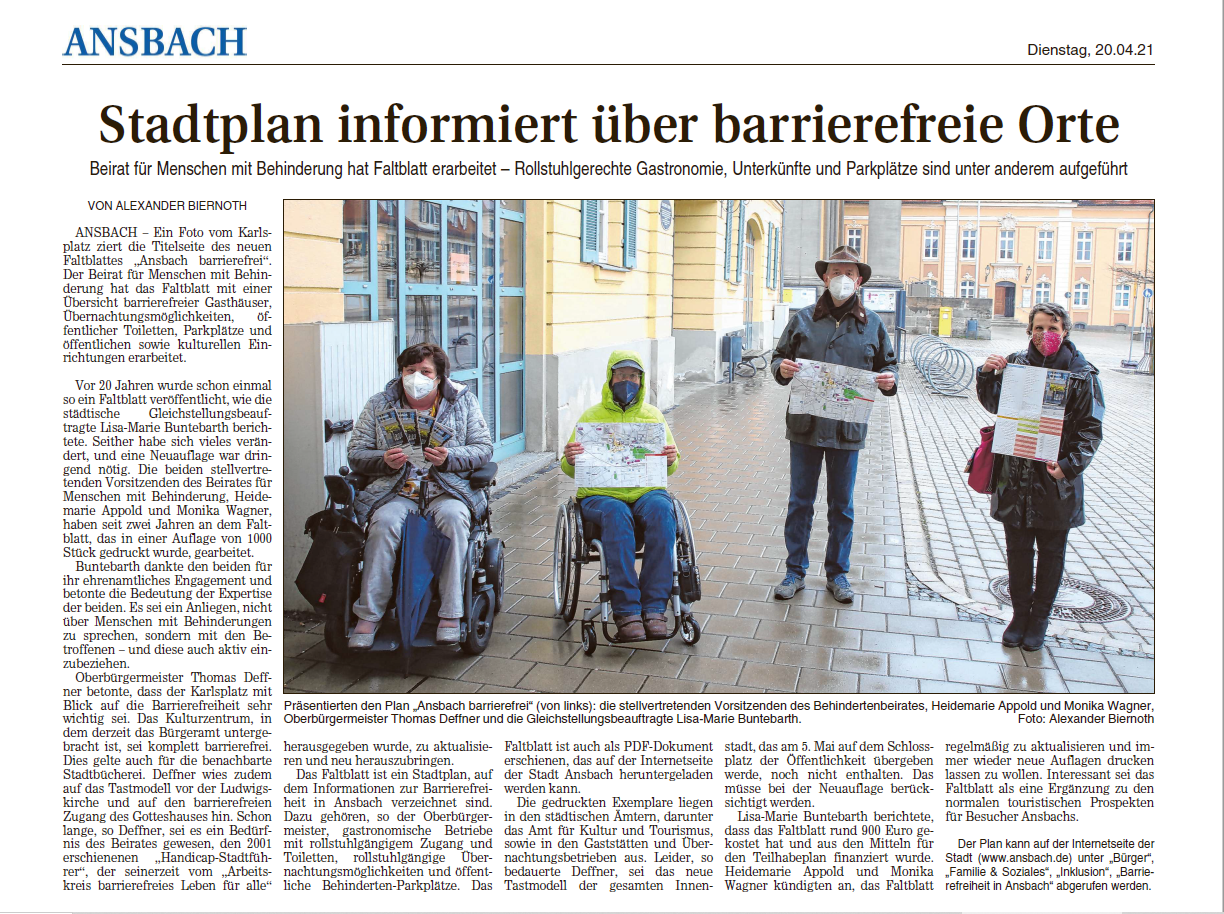 Pressebericht barrierefreier Stadtplan Ansbach