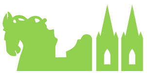 Ansbach Ansbach Symbole Pferdeskulptur und Kirchtürme