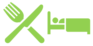 Essen und Schlafen, Symbole Besteck und Bett