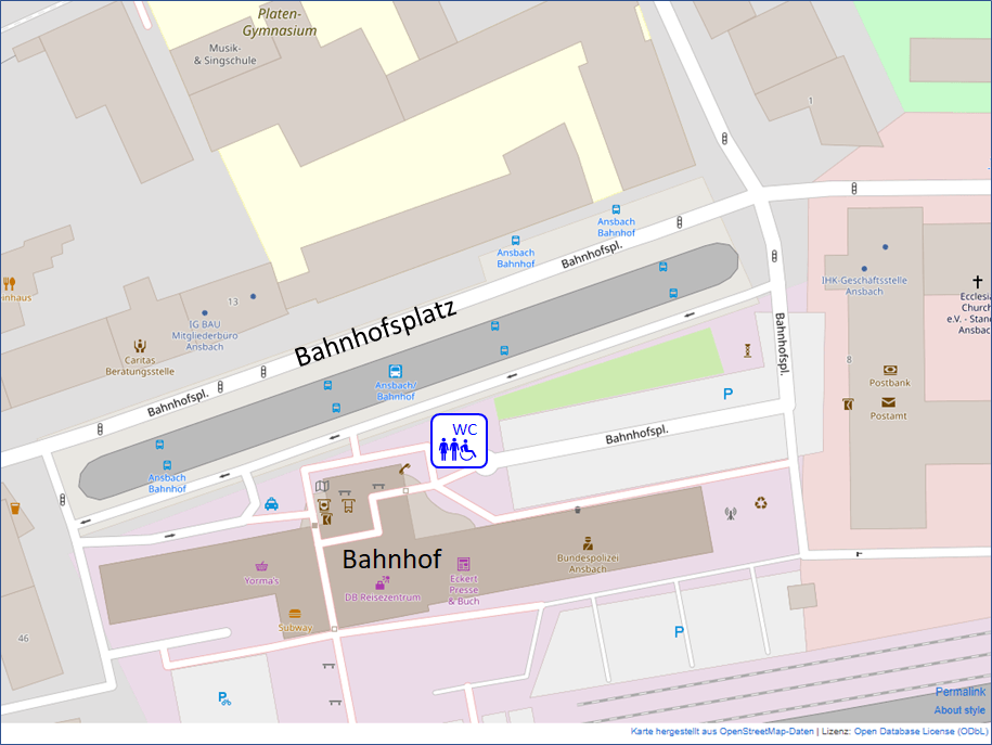Lageplan WC-Anlage Bahnhof