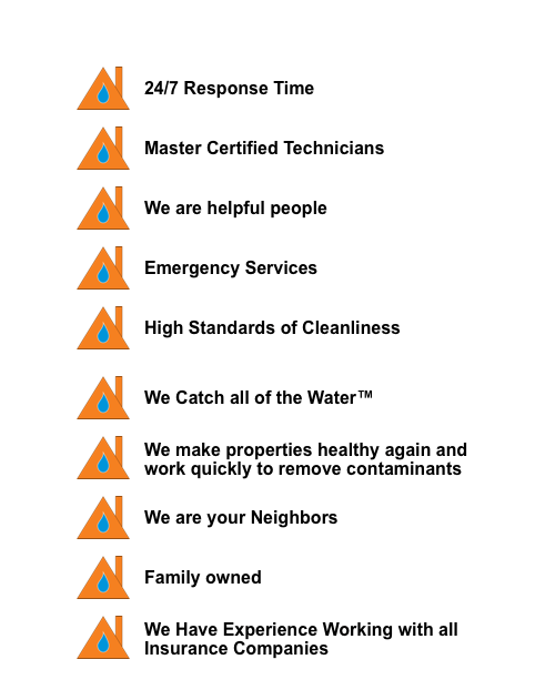 A list of benefits of a company including 24/7 response time