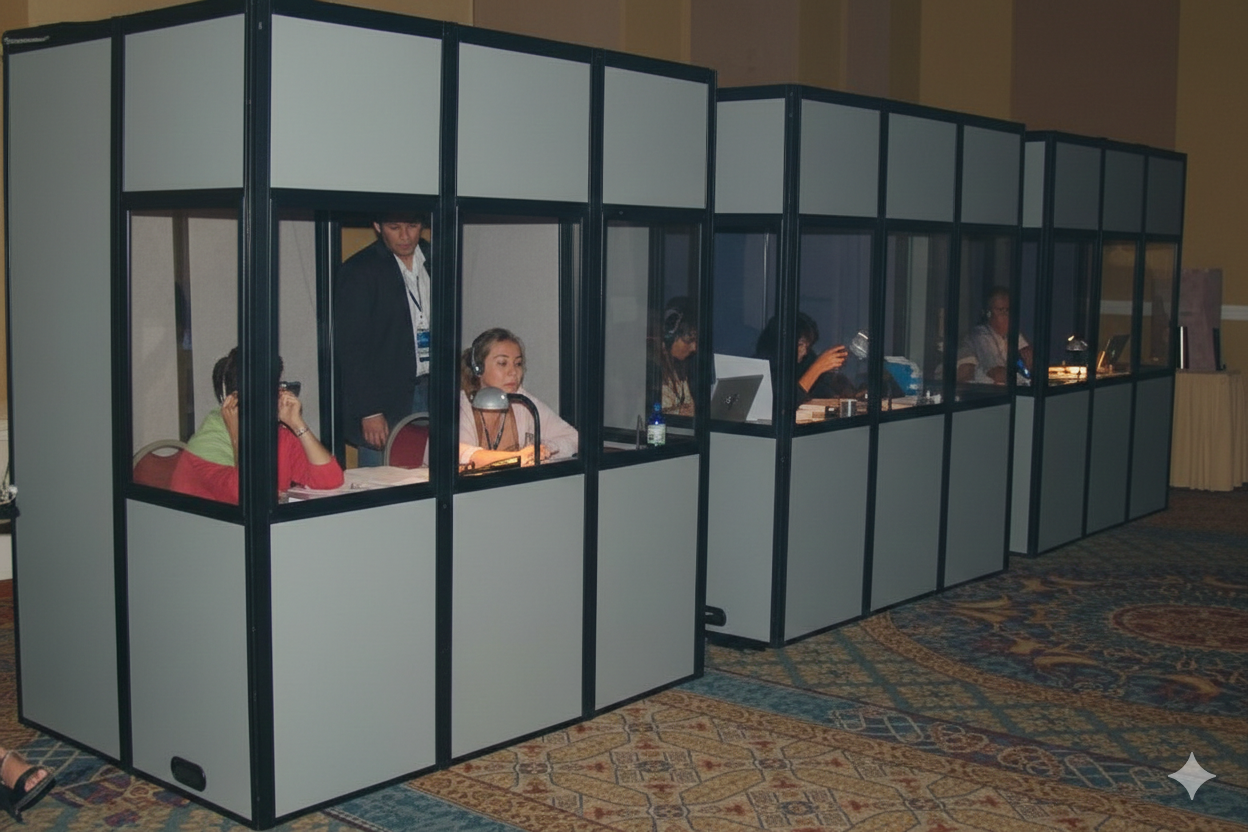 Cabine com tradutores dentro