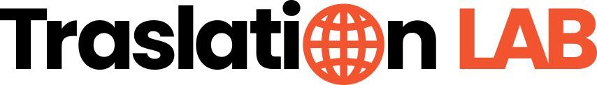 Um logotipo para laboratório de tradução com um globo no meio