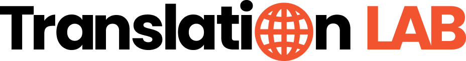 Um logotipo para laboratório de tradução com um globo no meio