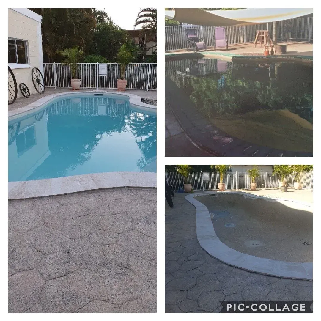 A Collage of Three Swimming Pools In The Backyard — Doug Allen Pools In Beaconsfield, QLD
