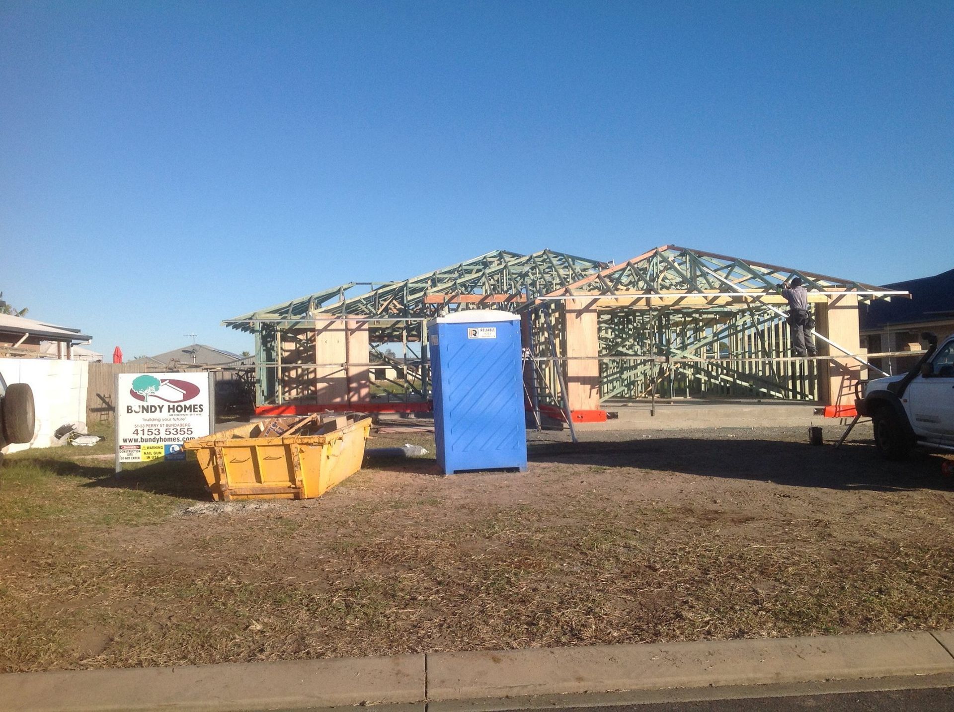 Construction Site with Metal Frame — Bundy Homes in Bundaberg North, QLD