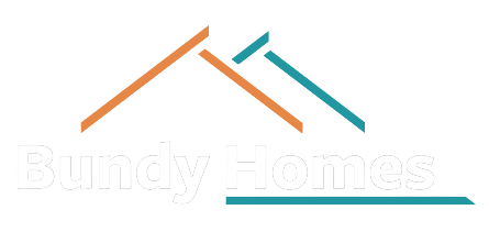 Home Builder in Bundaberg Bundy Homes logo with orange and teal roof lines above gray text