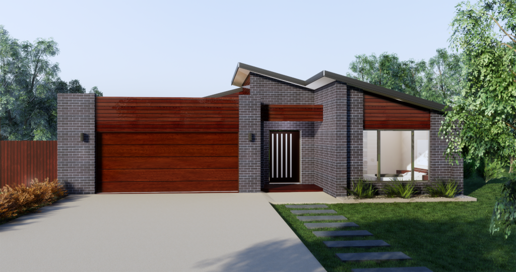 Modern Home with Red Wood Garage and Mixed Facade &mdash; Bundy Homes in Bundaberg North, QLD
