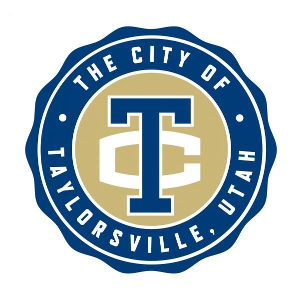 City of Taylorsville, Utah seal. Blue and gold with stylized