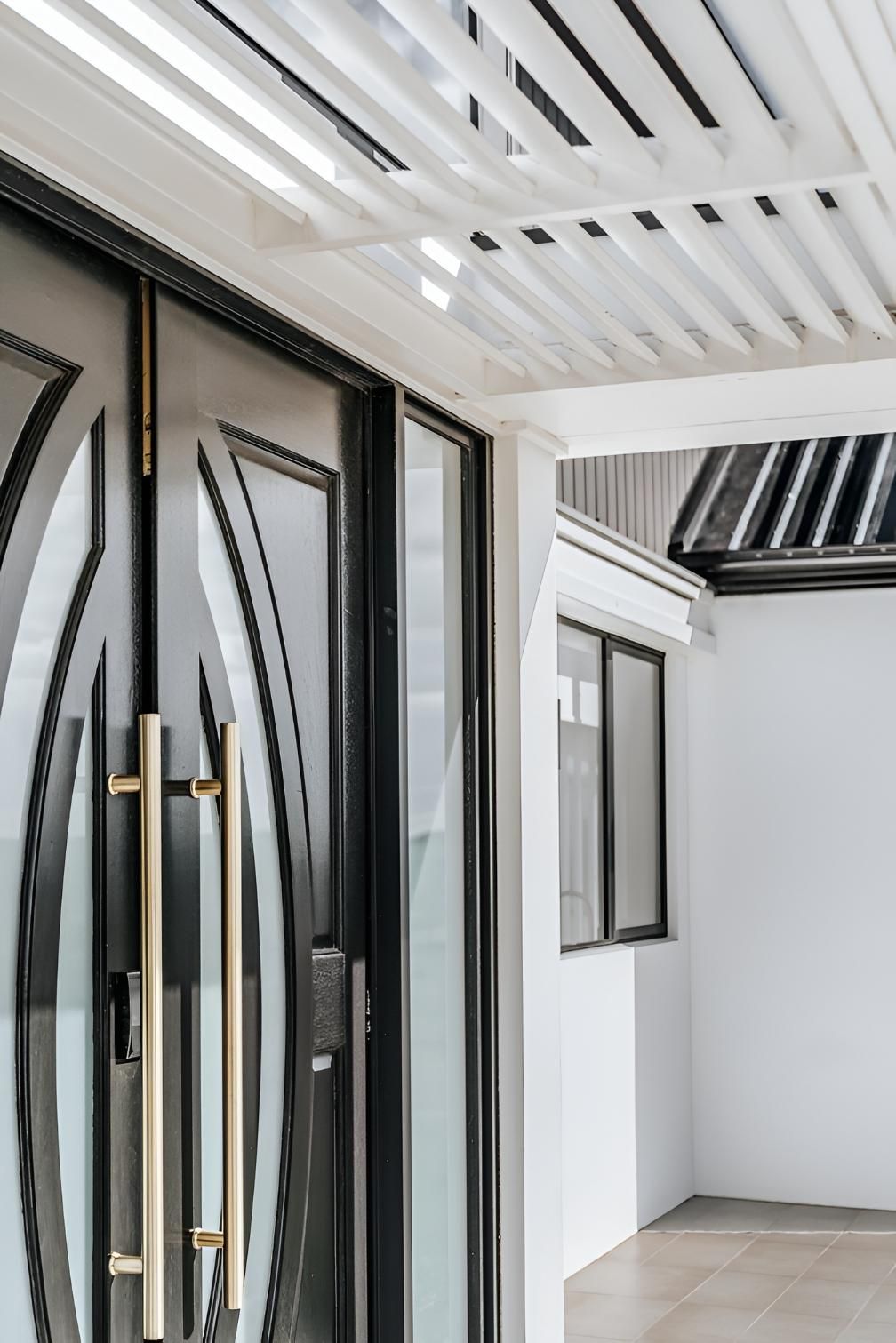 Black Front Door With Gold Handles — Croker Building Solutions In Bowral, NSW