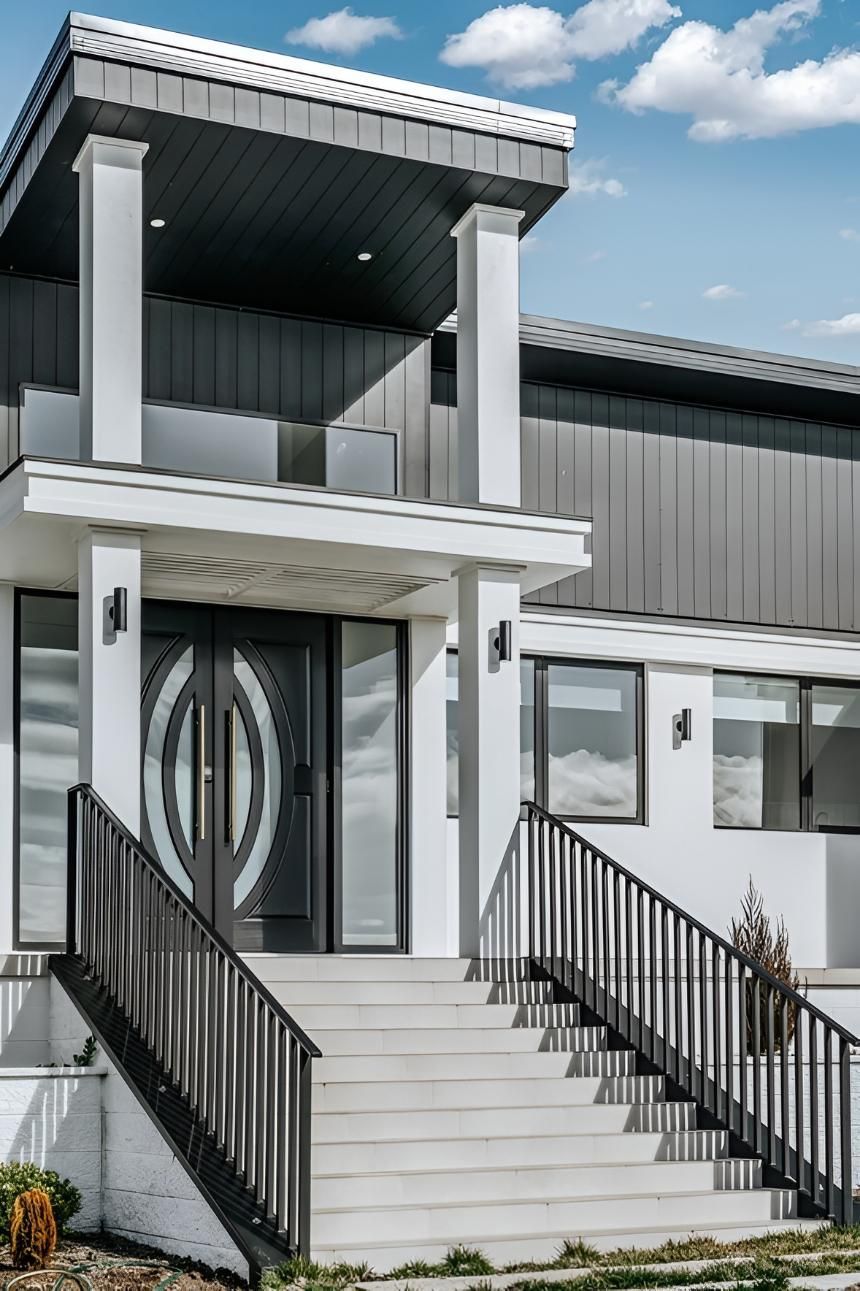 White Modern Home With Grey Roof and Black Railings — Croker Building Solutions In Myrtleville, NSW