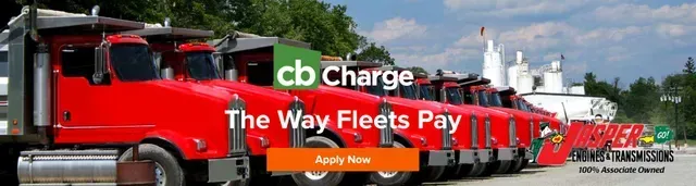 Red trucks in a row with