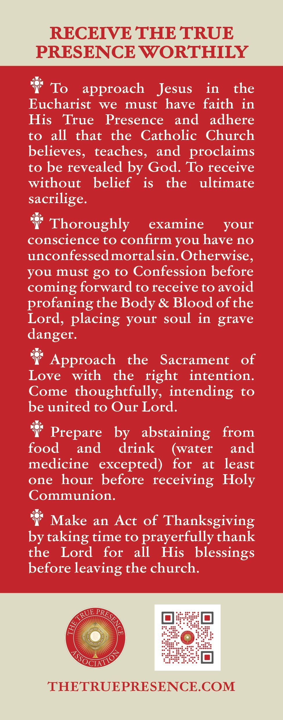 The True Presence Association bookmark
