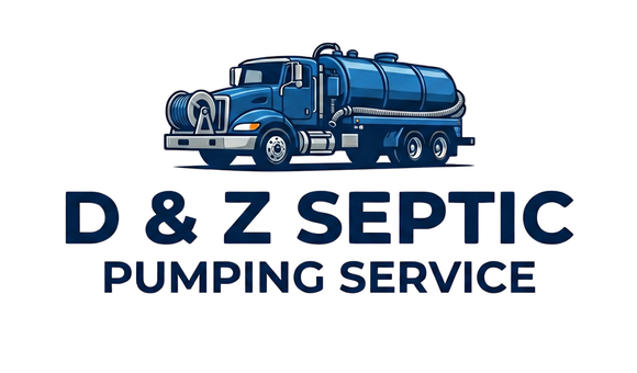 Blue septic truck logo with text “D & Z SEPTIC PUMPING SERVICE”