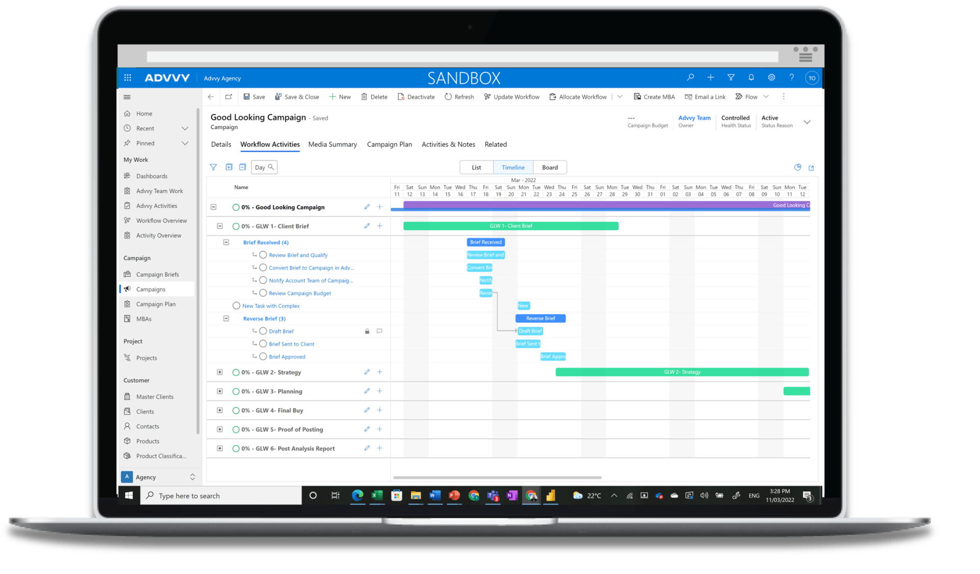 Advvy's project management software for media agencies and brands