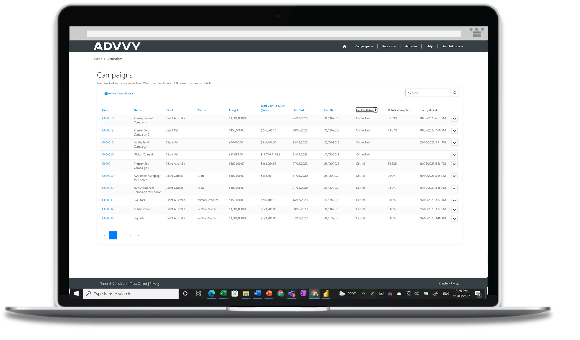 Briefing form in Advvy client portal Media campaign briefing form in the Advvy client portal