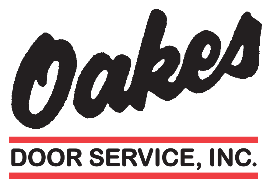Oakes Door Service, Inc. logo in black text with red underline on white background