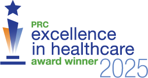 The logo for prc excellence in healthcare award winner 2025
