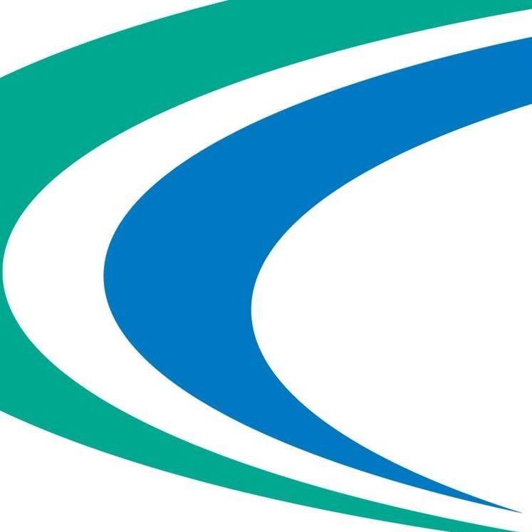 A blue and green curve on a white background