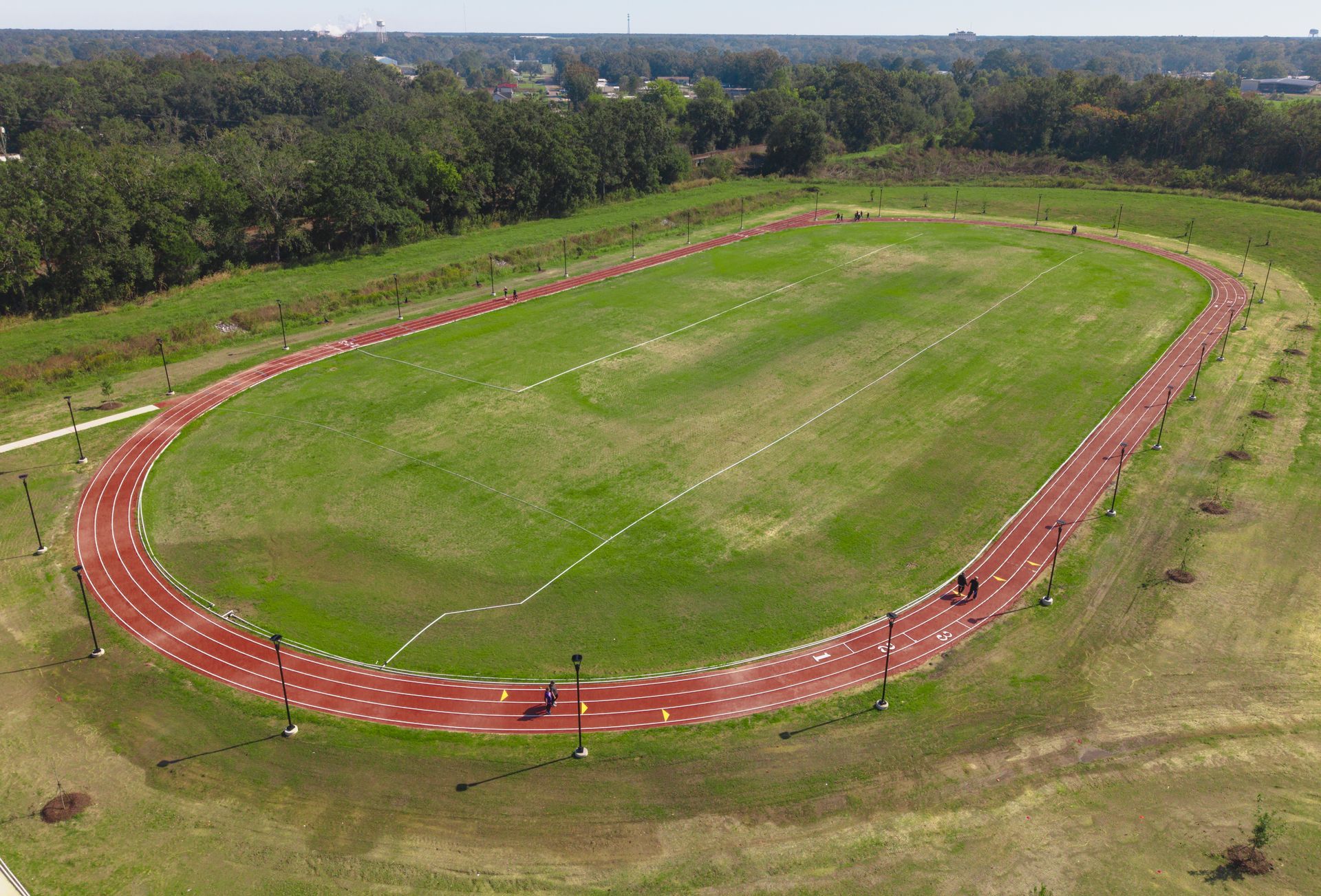 An arial view of an outdoor walking track