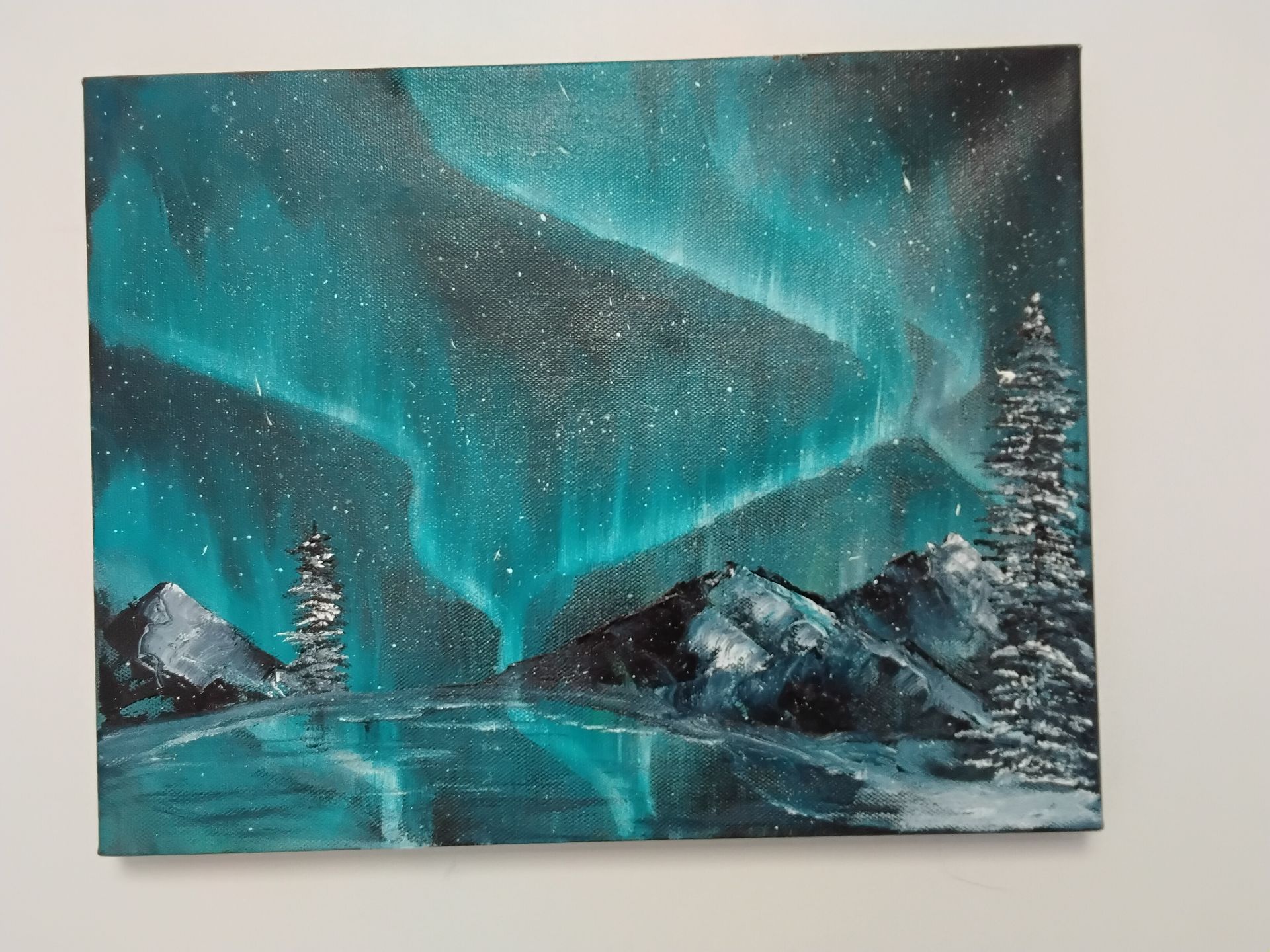 Aurora Borealus on Black canvas
