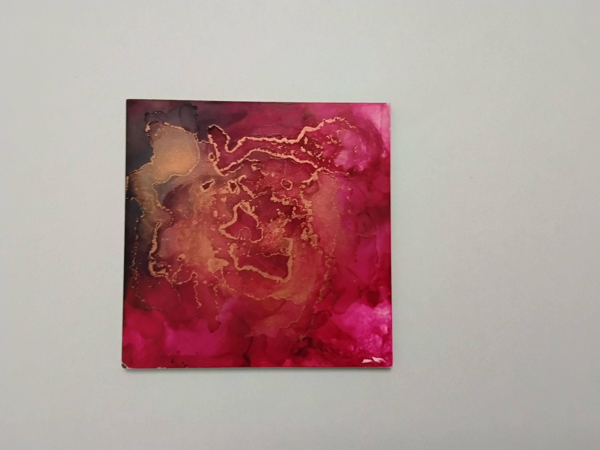 4x4 inch red Alcohol ink rose