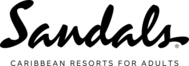 Sandals Caribbean Resorts for Adults logo in black script with gray tagline on white background