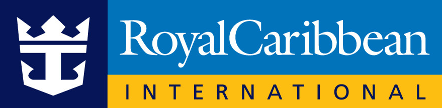 Royal Caribbean International logo with white crown and anchor on a blue and gold background