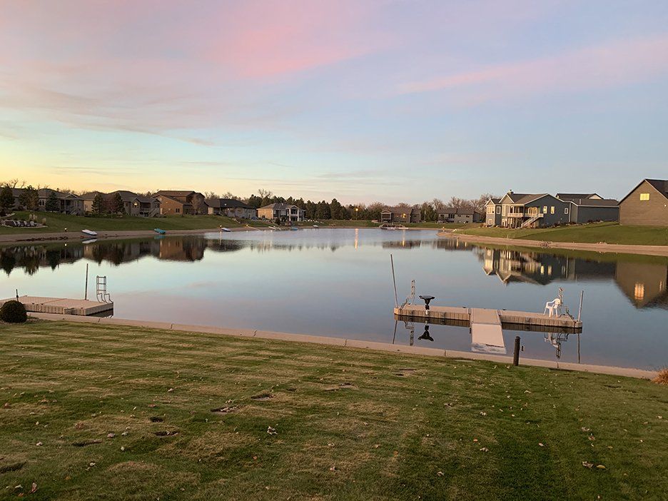 lake dock at sunrise