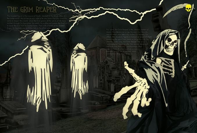 the grim reaper is glowing in the dark