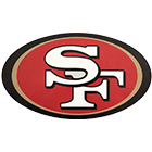 The san francisco 49ers logo is a red oval with a white s on it.