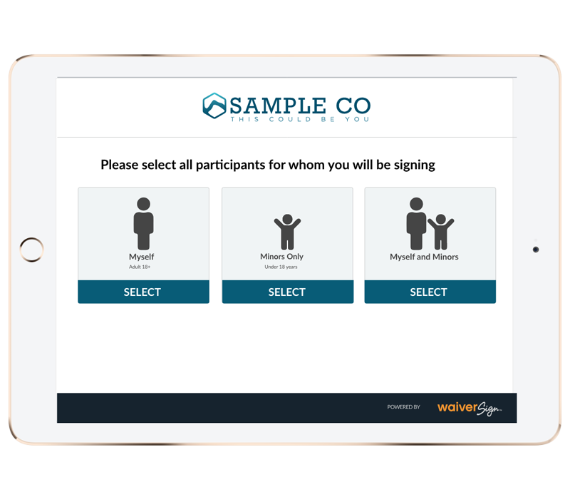 Digital signature on a release form inside WaiverSign application