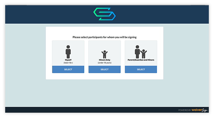 online waiver graphic of three groups of people