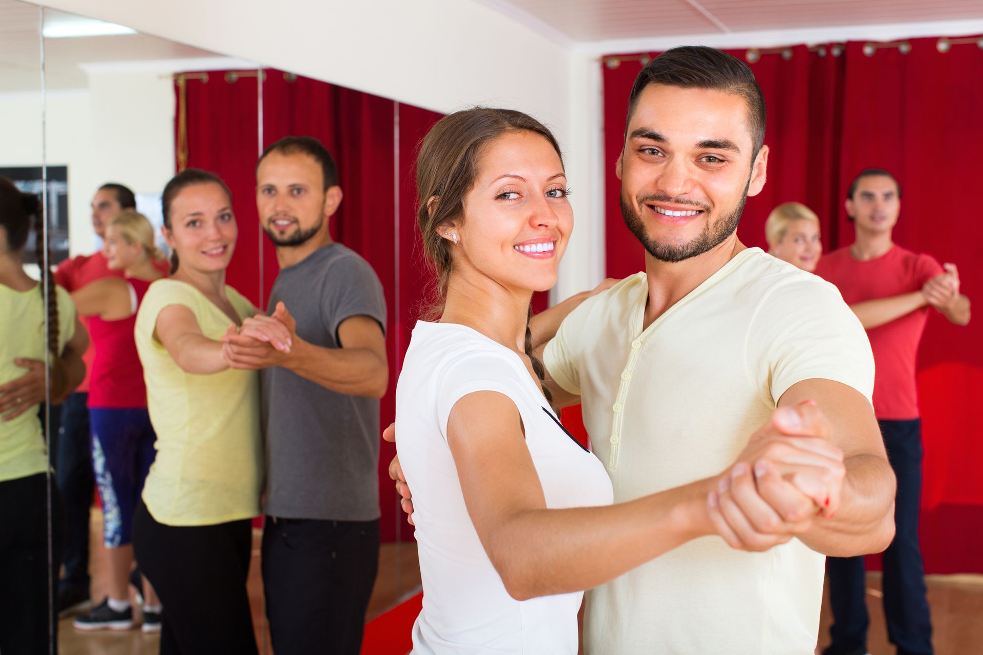 Adults dancing a pair dance.