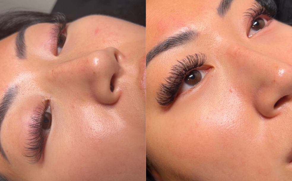 A before and after photo of a woman 's hands