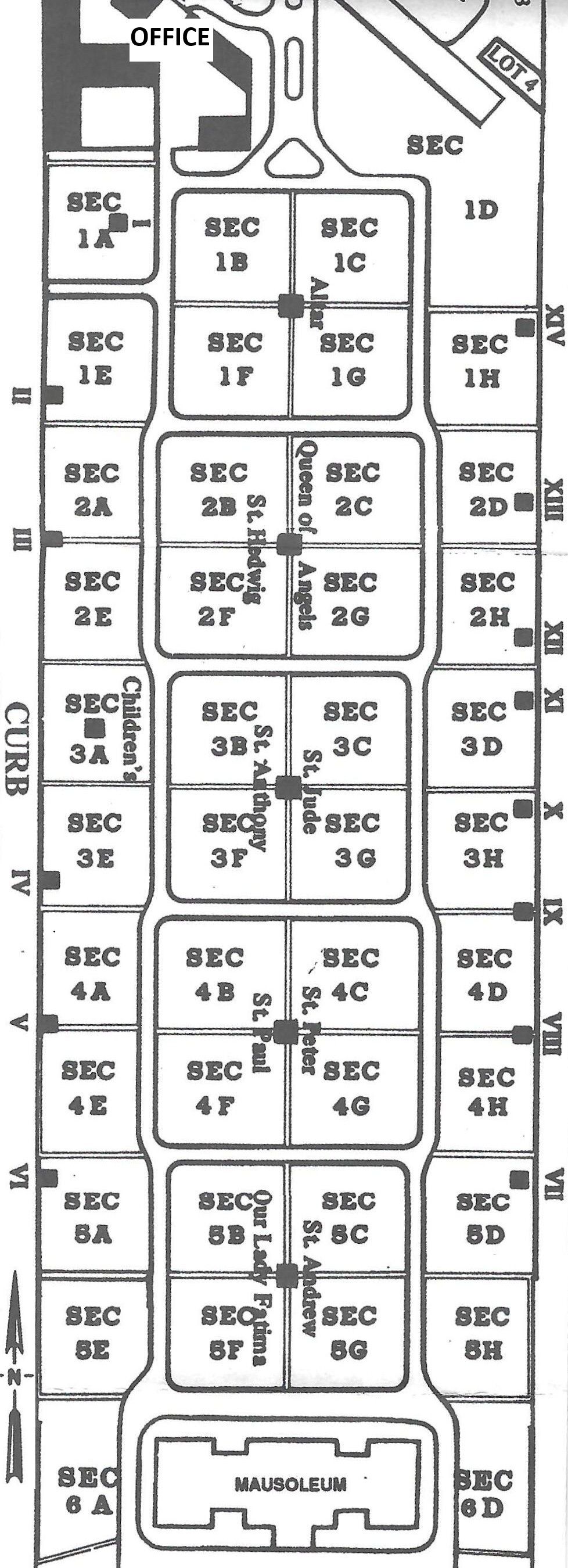 Sections 1 - 6 including Mausoleum