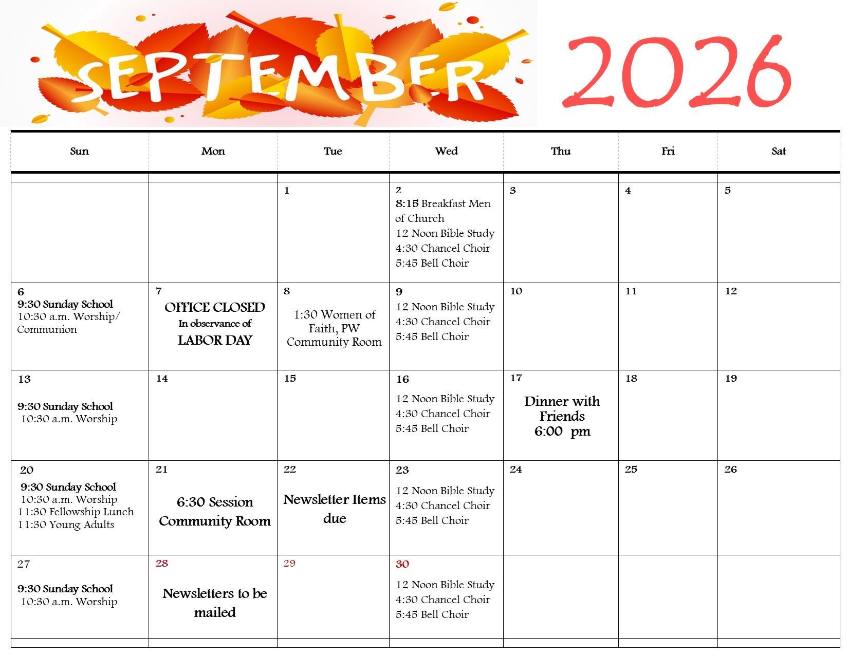 Monthly Calendar