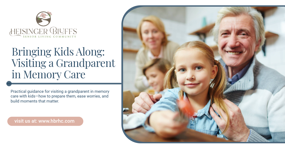 Learn practical guidance for visiting a grandparent in memory care with kids, how to prepare them, ease worries, and build moments that matter.