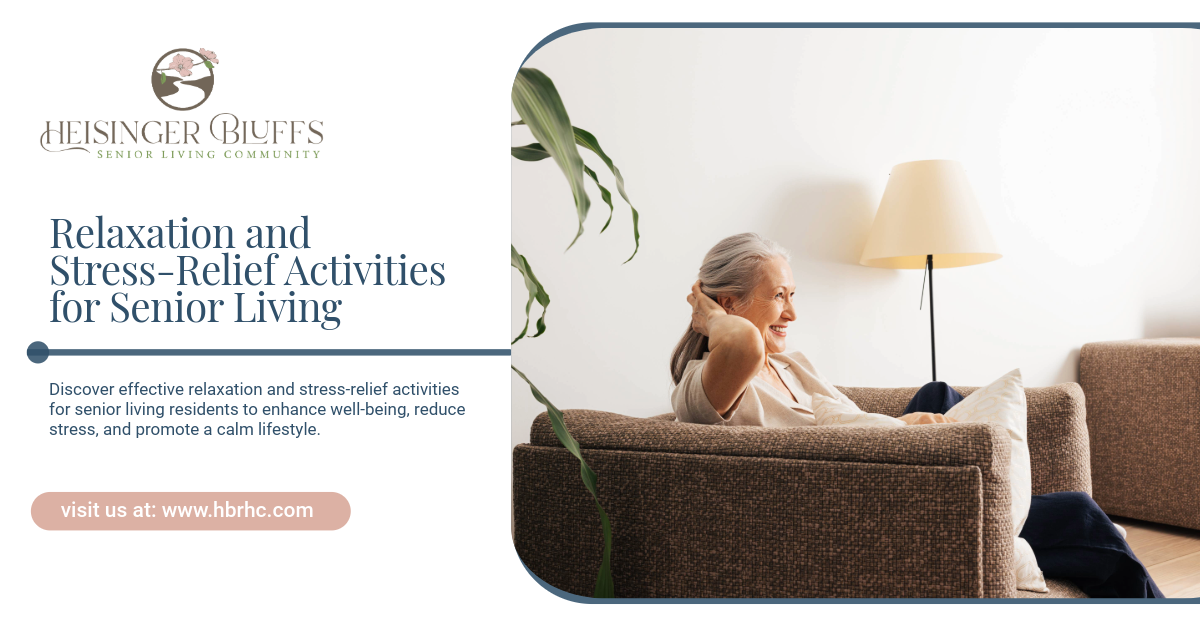 A senior living resident relaxing while sitting on a couch