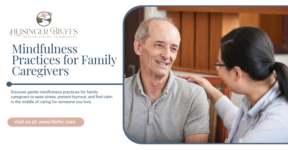 A caregiver talking to a senior