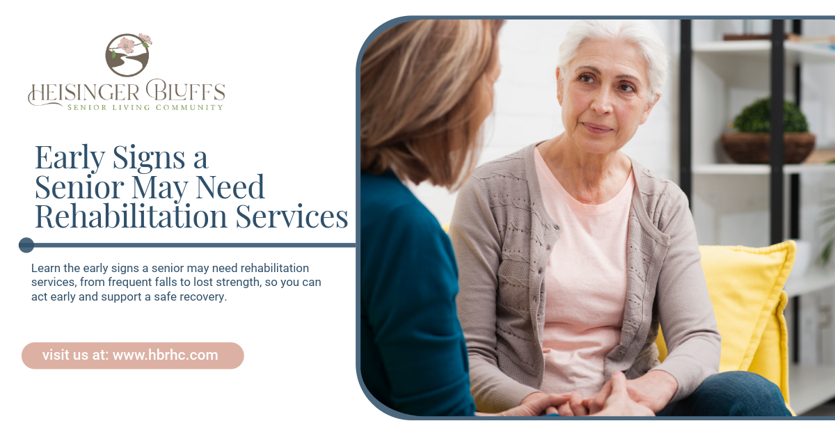 A senior talking to a caregiver about rehabilitation
