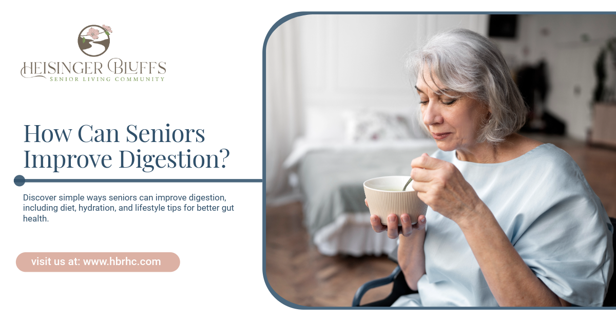 Senior woman eating soup.