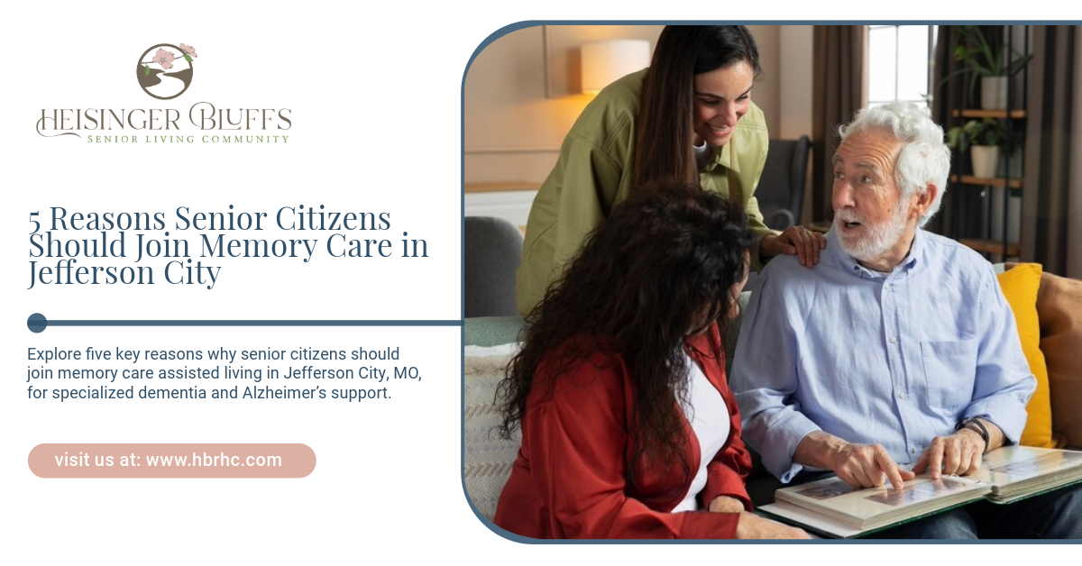 Two senior citizens being assisted in a memory care facility in Jefferson City