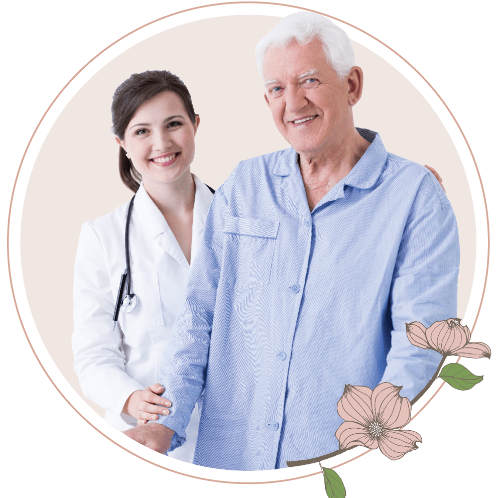 A doctor and a patient posing for a picture