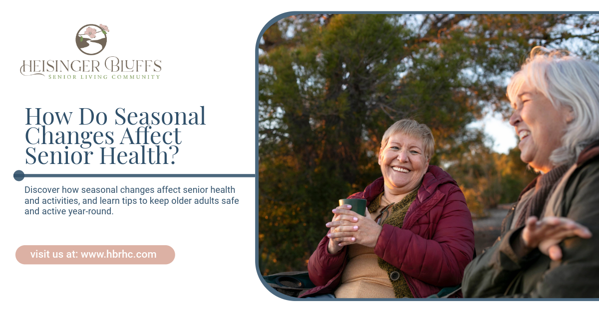 Two elderly ladies are happily talking with each other, wearing autumn clothing outdoors