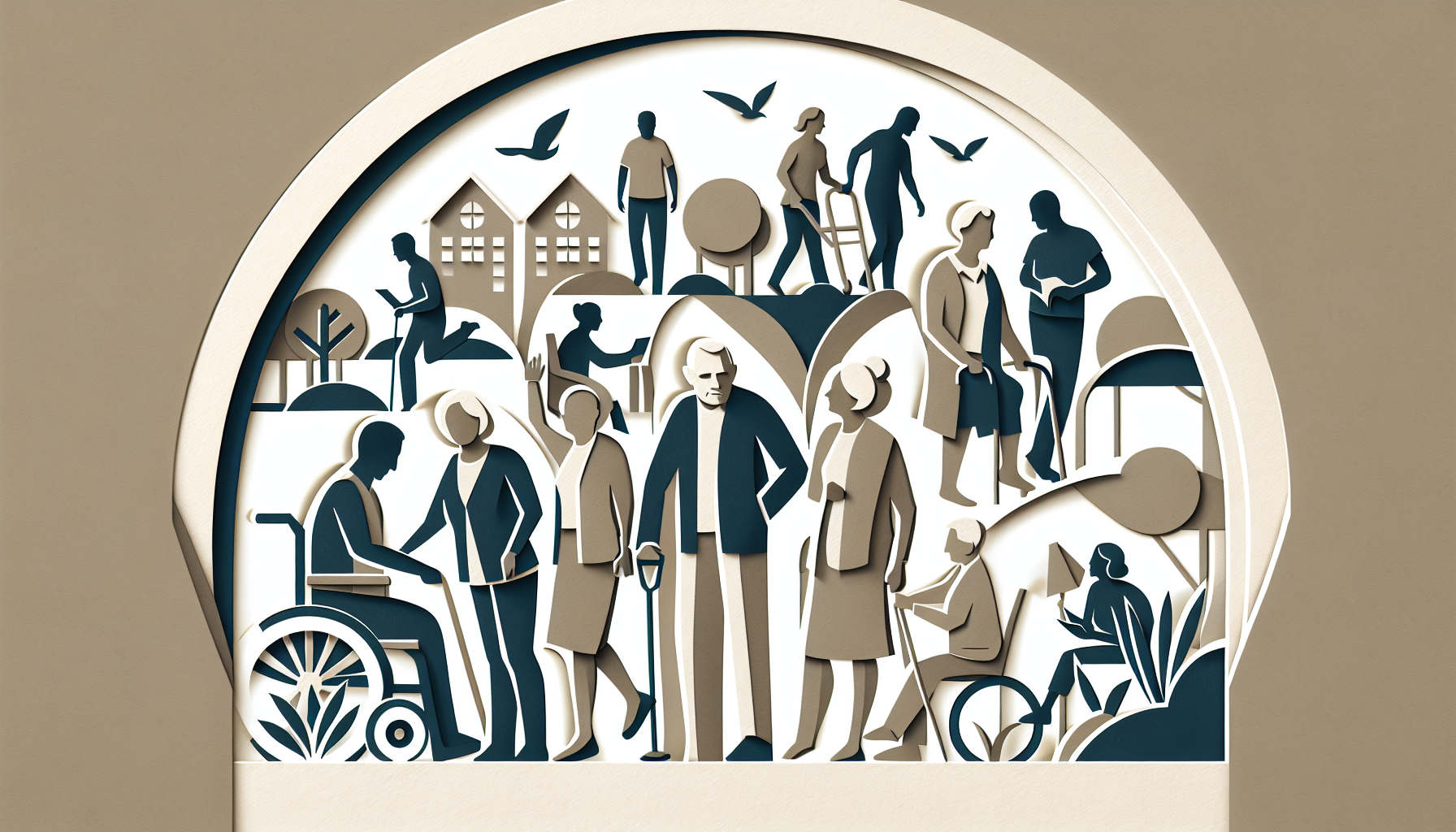 an illustration of a group of people standing next to each other .