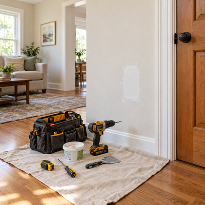 Mold-covered bathroom ceiling and walls with a sink, mirror, toilet, and a black trash bag.