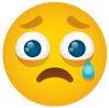 A sad smiley face with a tear coming out of its eye.