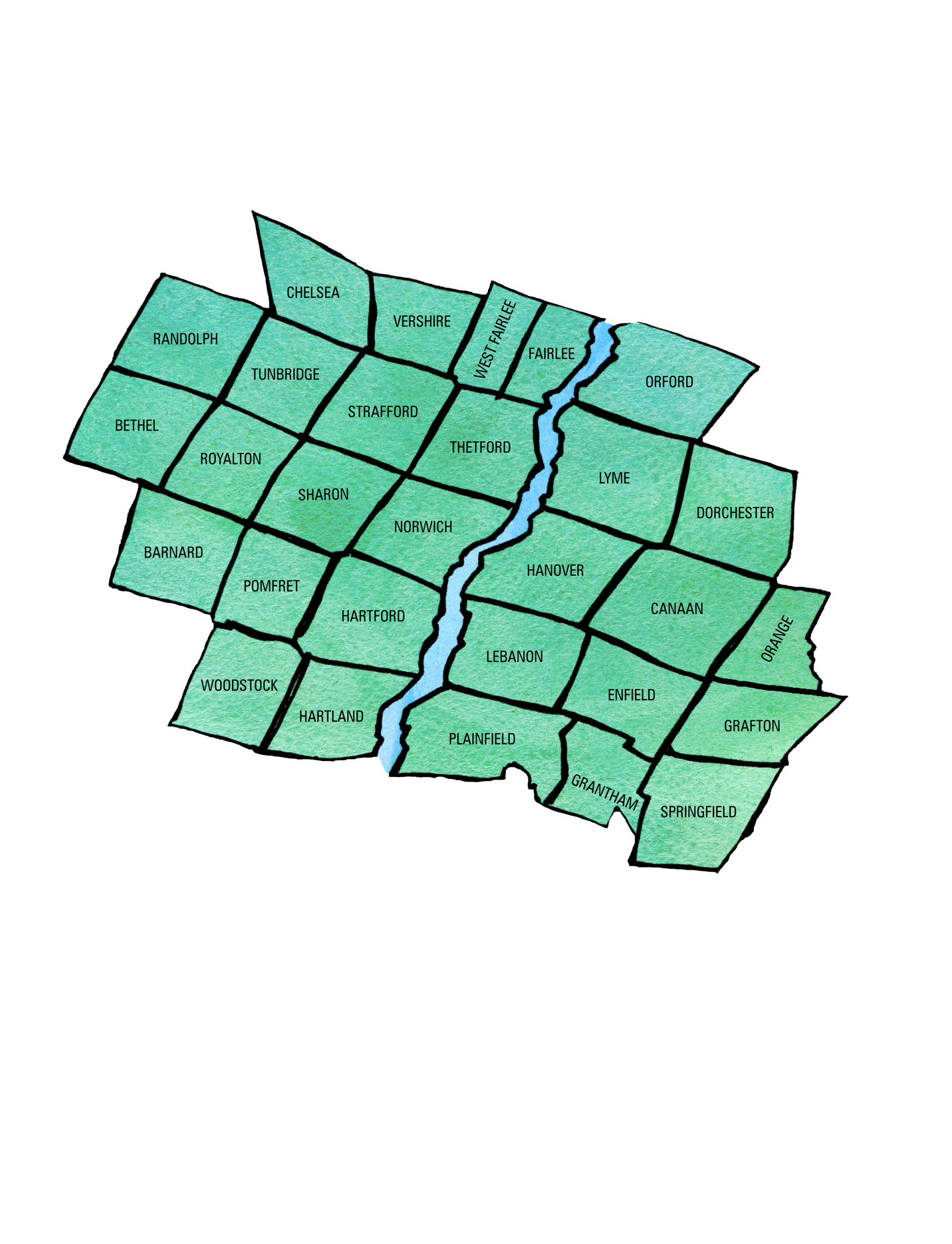 A drawing of a map of the united states